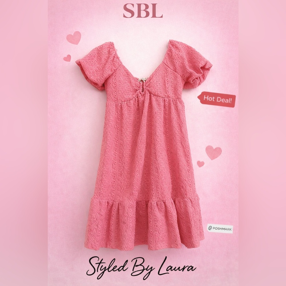 Derek Heart Pink Eyelet Babydoll Dress | Size S (Fits M) | EUC 💕
